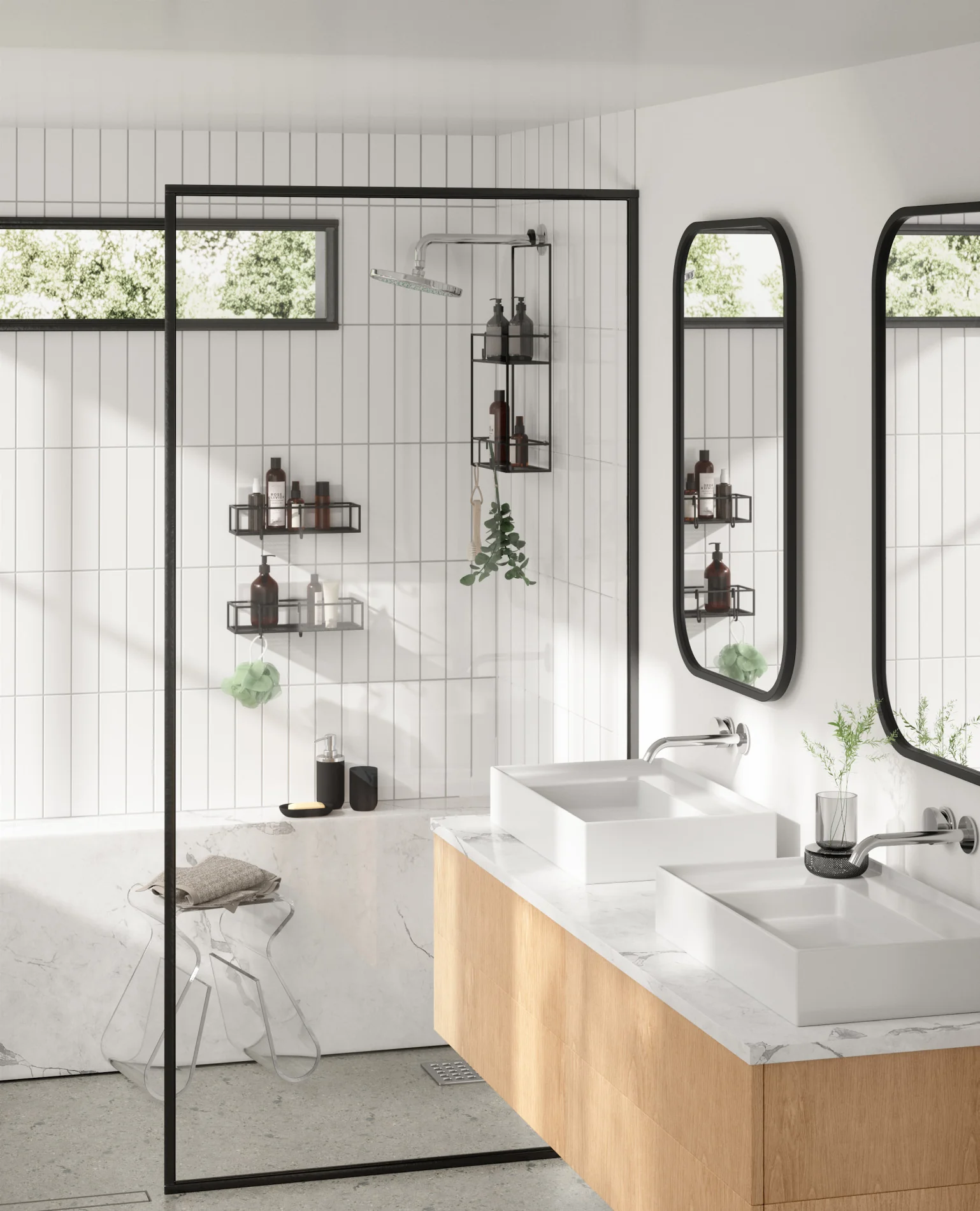 Cubiko Adhesive Shower Bins, Set of 2 - Image 4