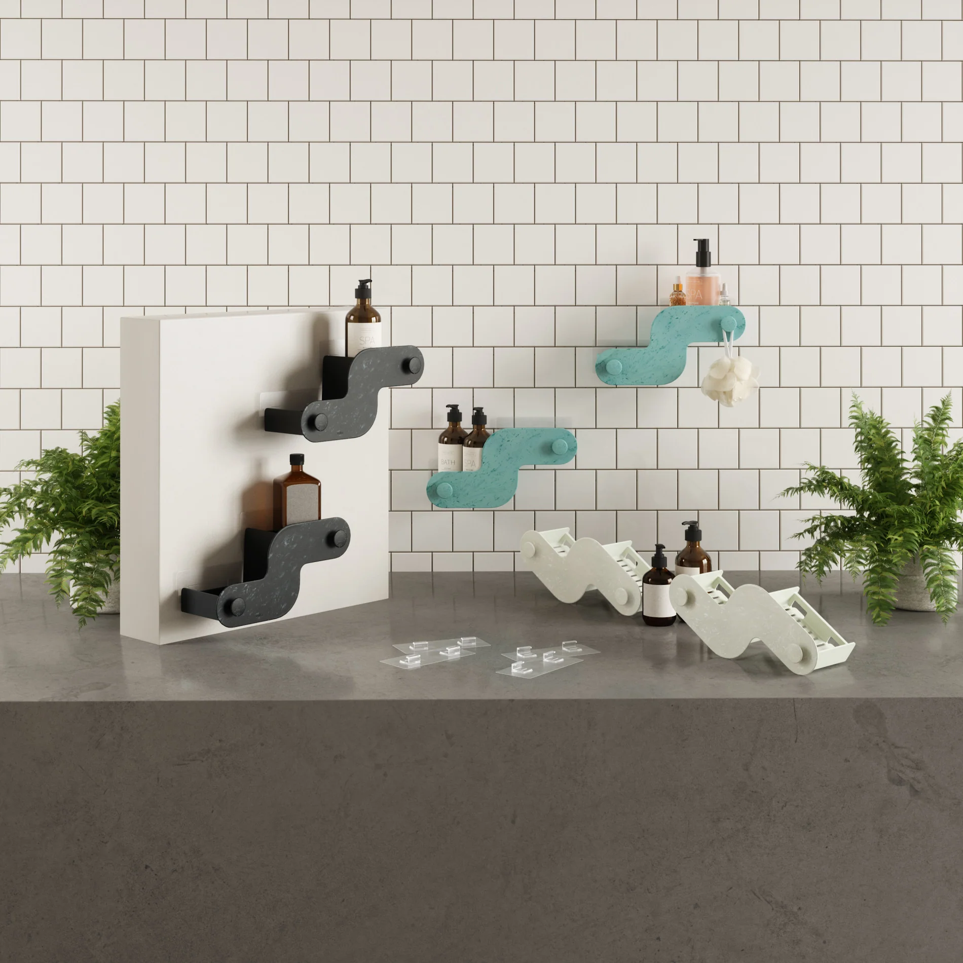 Nami Adhesive Shower Bins, Set of 2 - Image 12