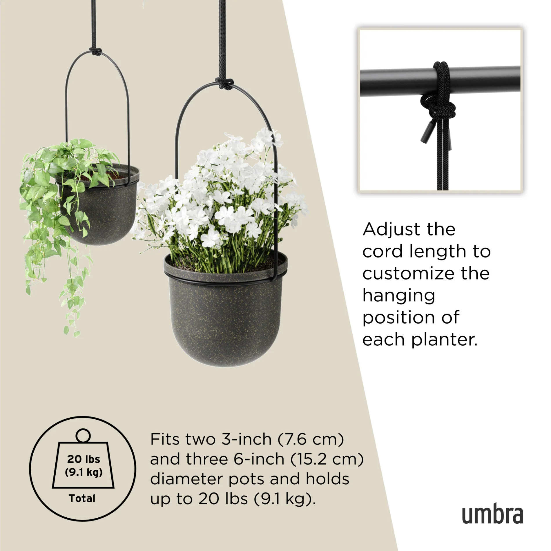 Triflora Hanging Planters, Set of 5 - Image 6